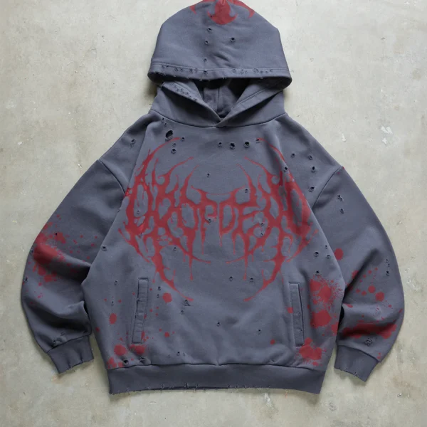 Dropdead Bludy Hell Distressed Hoodie (2)