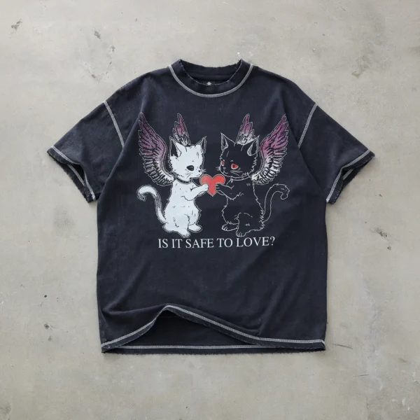 Dropdead Safe to Love Contrast Stitch T Shirt (2)